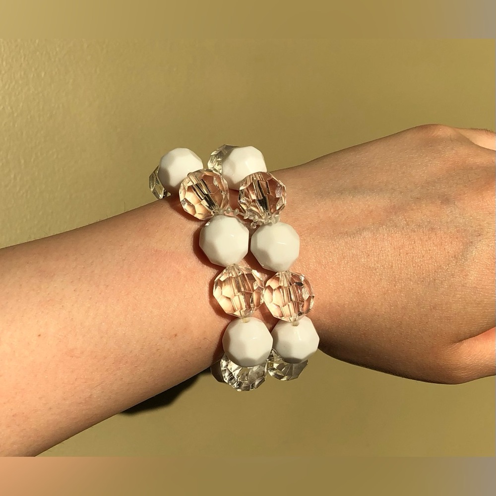 White beaded summer bracelet